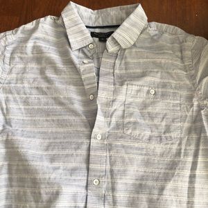 Blue and white banana republic button up polo